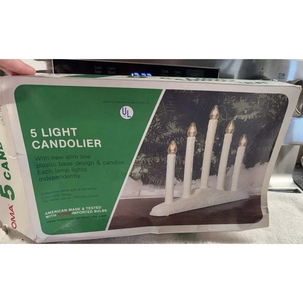 Vintage Christmas Candle 5 Light Candolier‎ Candelabra Electric